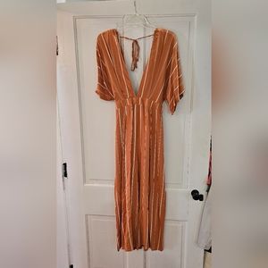 Sage Sunday Somewhere Jumpsuit L Orange and White